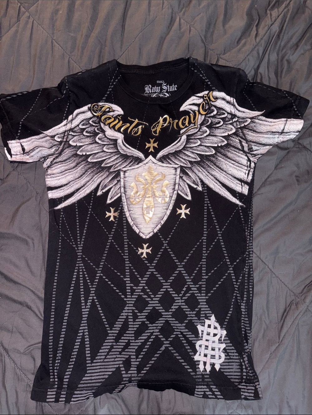 Men’s Black Graphic Tee with Wing Crest